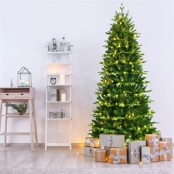 Costway 8-ft Pre-Lit Hinged Christmas Tree 3402 PE And PVC Tips With 620 Lights And Foot Switch -Northlight Sales Store 330925752 AlternateImage2