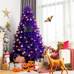 Costway 7-ft Snow Flocked Hinged Christmas Tree With Berries And Poinsettia Flowers -Northlight Sales Store 330925753 AlternateImage3