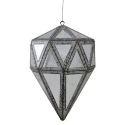 Northlight 5.5-in Grey And Clear Mirrored Geometric Drop Christmas Ornament