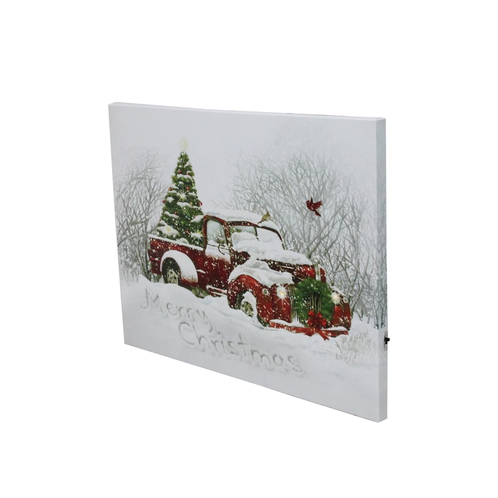 Northlight 12-in X 15.75-in LED Lighted Fibre Optic Truck And Tree Christmas Canvas Wall Art 4 Northlight 12-in X 15.75-in LED Lighted Fibre Optic Truck And Tree Christmas Canvas Wall Art - Image 2