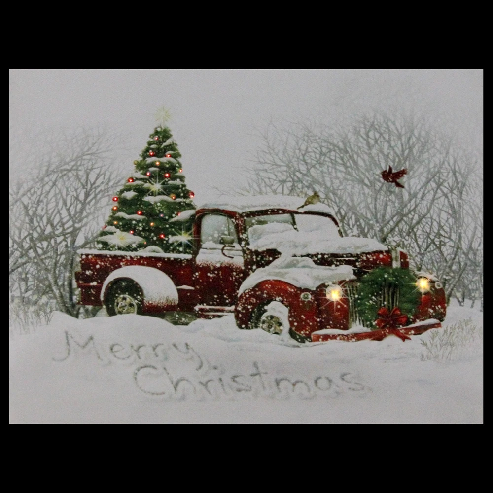 Northlight 12-in X 15.75-in LED Lighted Fibre Optic Truck And Tree Christmas Canvas Wall Art 5 Northlight 12-in X 15.75-in LED Lighted Fibre Optic Truck And Tree Christmas Canvas Wall Art - Image 3