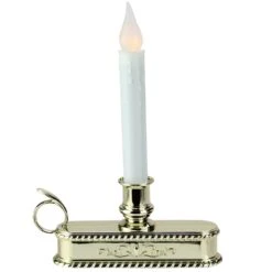 Northlight Sales Store 18 Northlight Pre-Lit White And Gold LED Flickering Christmas Candle Lamp With Handle