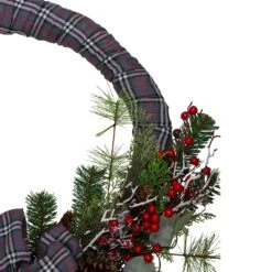 Northlight 24-in Grey And Red Plaid Artificial Christmas Wreath With Red Berries -Northlight Sales Store 330928311 AlternateImage2