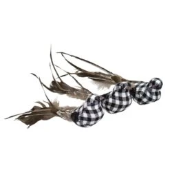 Northlight 9.75-in Black And White Plaid Clip-On Canary Christmas Ornaments - Set Of 3