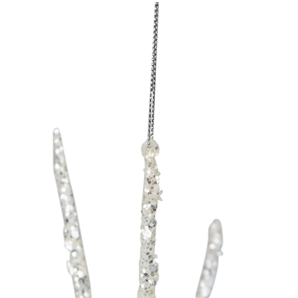 Northlight 12-in White And Silver Glitter Starburst Christmas Ornament 4 Northlight 12-in White And Silver Glitter Starburst Christmas Ornament - Image 2