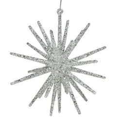 Northlight 12-in White And Silver Glitter Starburst Christmas Ornament