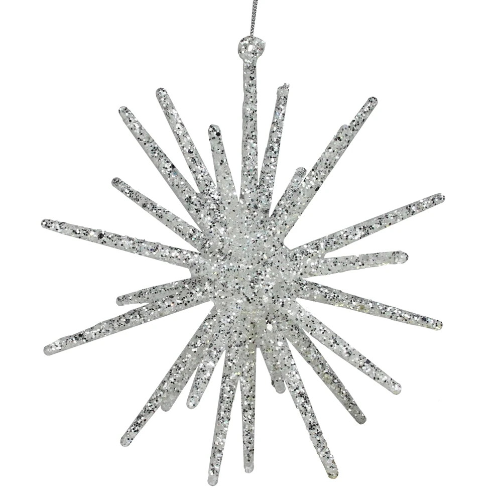Northlight 12-in White And Silver Glitter Starburst Christmas Ornament 3 Northlight 12-in White And Silver Glitter Starburst Christmas Ornament