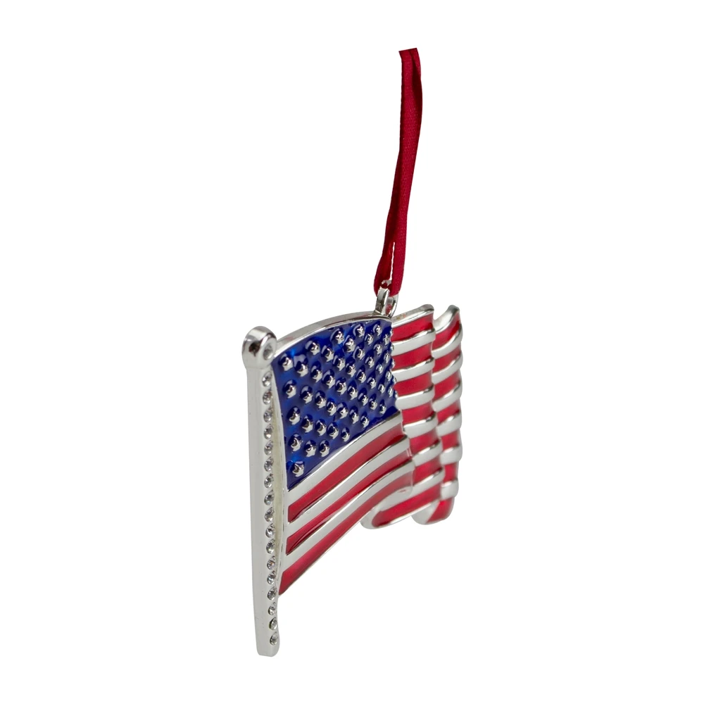 Northlight 3.25-in Silver Plated American Flag With European Crystals Christmas Ornament 4 Northlight 3.25-in Silver Plated American Flag With European Crystals Christmas Ornament - Image 2