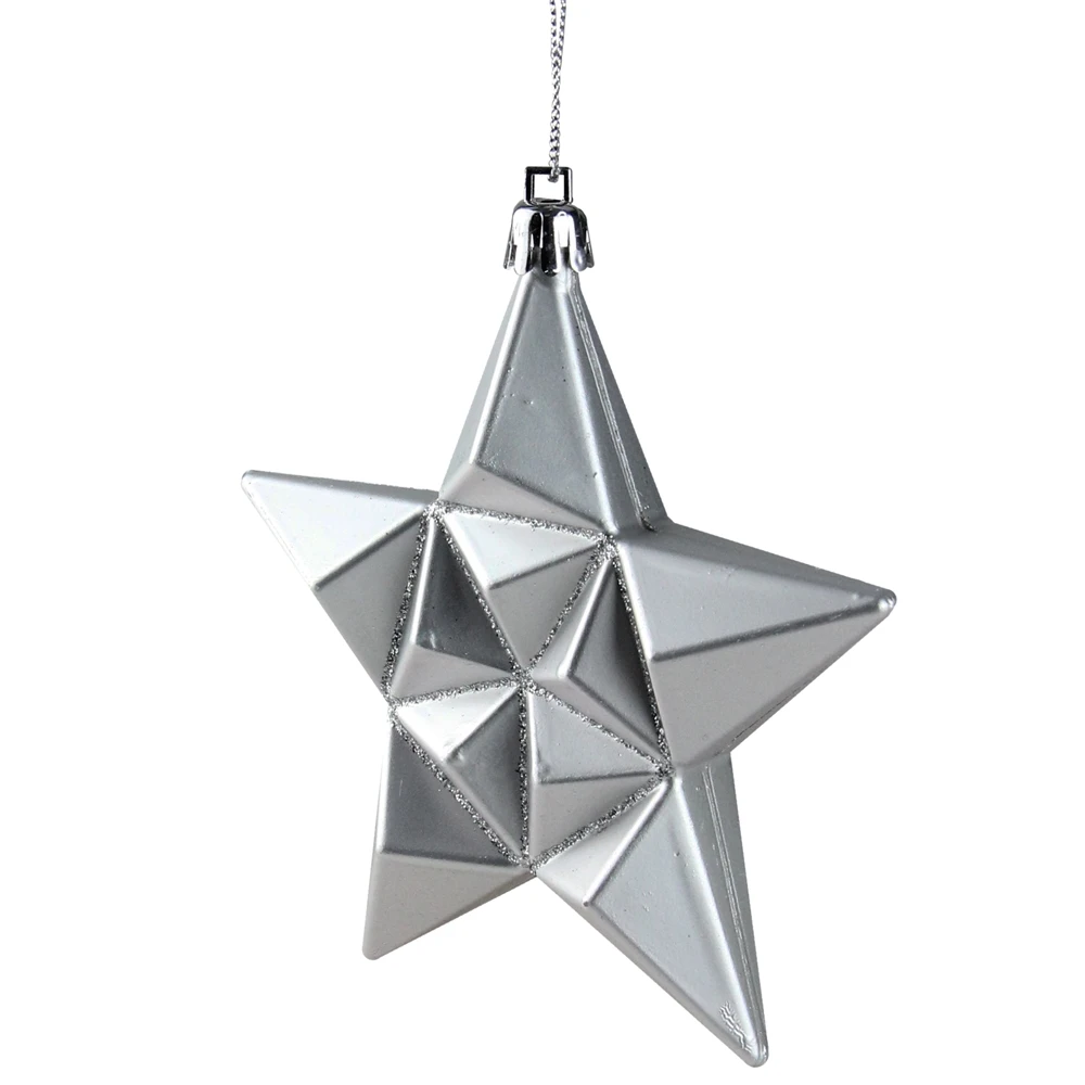 DAK 5-in Silver Splendor Shatterproof Star Christmas Ornaments 4 DAK 5-in Silver Splendor Shatterproof Star Christmas Ornaments - Image 2