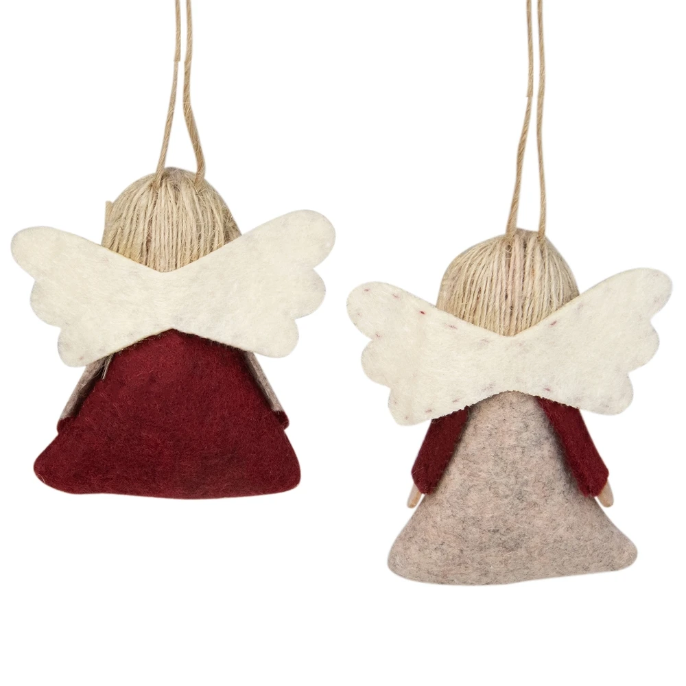 Northlight 3.5-in Grey And Red Angel Christmas Ornaments - Set Of 2 4 Northlight 3.5-in Grey And Red Angel Christmas Ornaments - Set Of 2 - Image 2