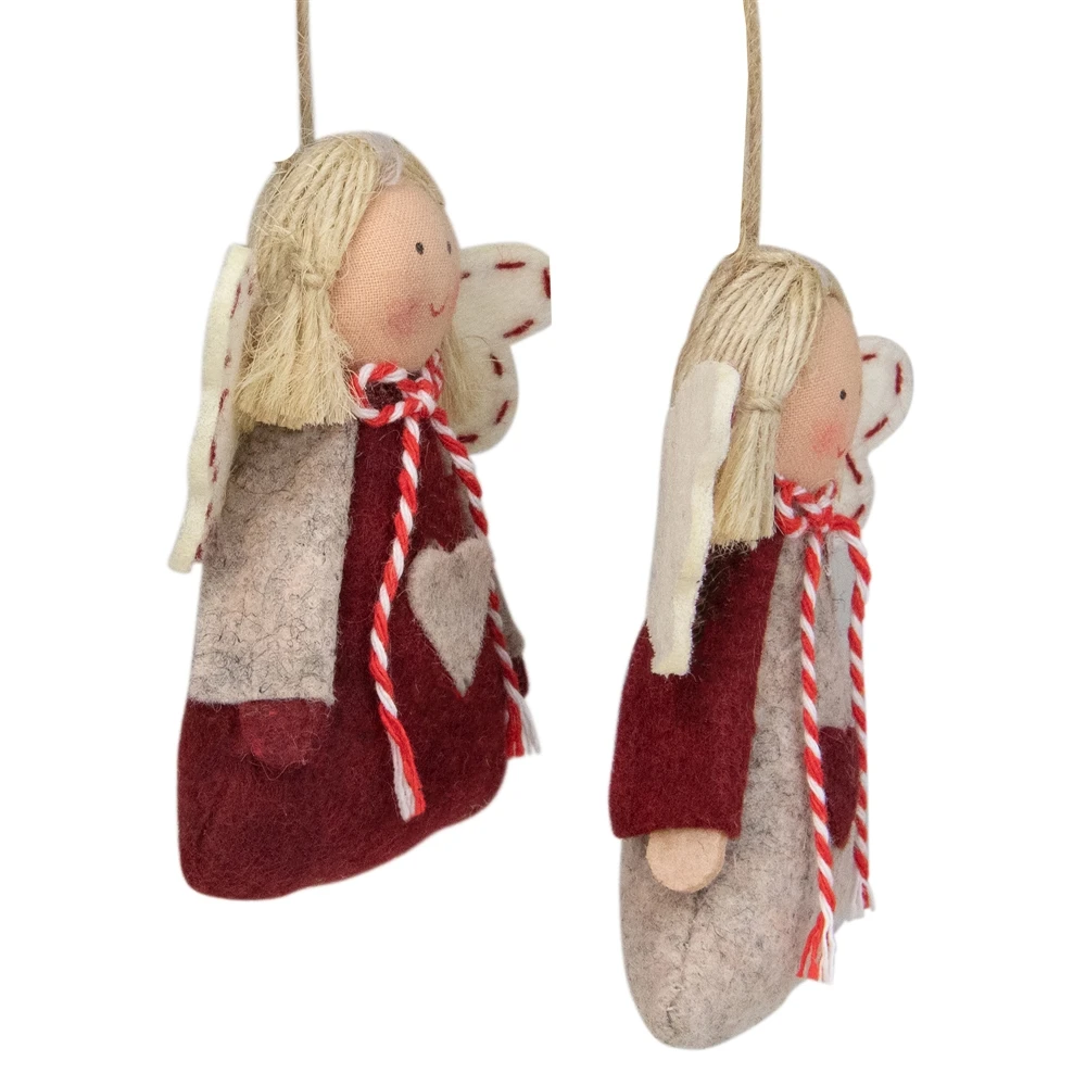 Northlight 3.5-in Grey And Red Angel Christmas Ornaments - Set Of 2 5 Northlight 3.5-in Grey And Red Angel Christmas Ornaments - Set Of 2 - Image 3