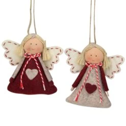 Northlight 3.5-in Grey And Red Angel Christmas Ornaments - Set Of 2