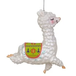 Northlight 5-in White And Green Glittered Regal Jumping Llama Glass Christmas Ornament -Northlight Sales Store 330928360 AlternateImage2
