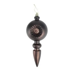DAK 7.5-in Matte Brown Retro Reflector Shatterproof Christmas Finial Ornaments - Pack Of 4