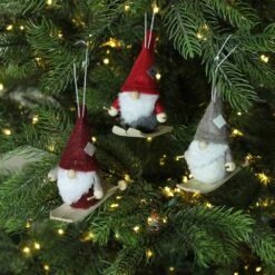 Northlight 4-in Red And Grey Skiing Gnome Christmas Ornaments - Set Of 3 -Northlight Sales Store 330928379 AlternateImage3