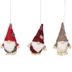 Northlight 4-in Red And Grey Skiing Gnome Christmas Ornaments - Set Of 3