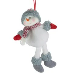 Northlight 14-in Grey And Red Plush Snowman Hanging Christmas Ornament