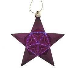 DAK 5-in Purple Shatterproof Star Christmas Ornaments - Pack Of 12