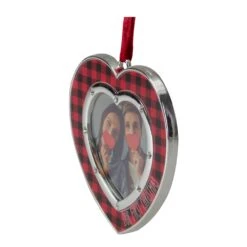 Northlight 3-in Silver Plated Buffalo Plaid Heart Shaped Picture Frame Christmas Ornament -Northlight Sales Store 330928383 AlternateImage2