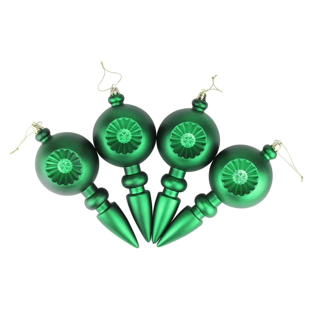 DAK 7.5-in Green Retro Reflector Shatterproof Matte Christmas Finial Ornaments - Set Of 4 4 DAK 7.5-in Green Retro Reflector Shatterproof Matte Christmas Finial Ornaments - Set Of 4 - Image 2