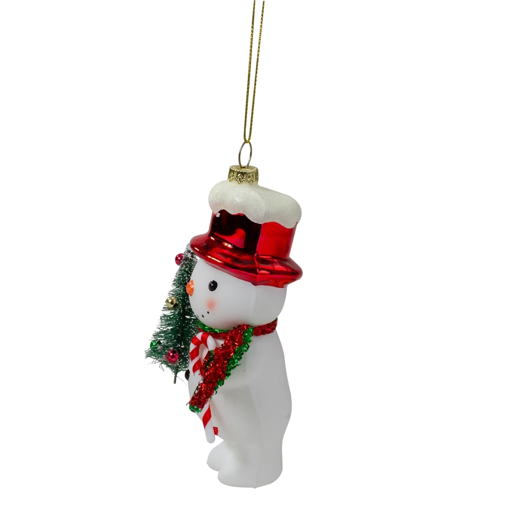 Northlight 5.5-in White And Red Glass Snowman Christmas Ornament 4 Northlight 5.5-in White And Red Glass Snowman Christmas Ornament - Image 2