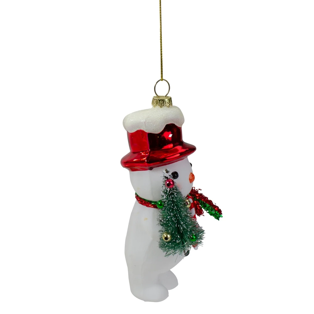 Northlight 5.5-in White And Red Glass Snowman Christmas Ornament 6 Northlight 5.5-in White And Red Glass Snowman Christmas Ornament - Image 4