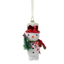 Northlight 5.5-in White And Red Glass Snowman Christmas Ornament