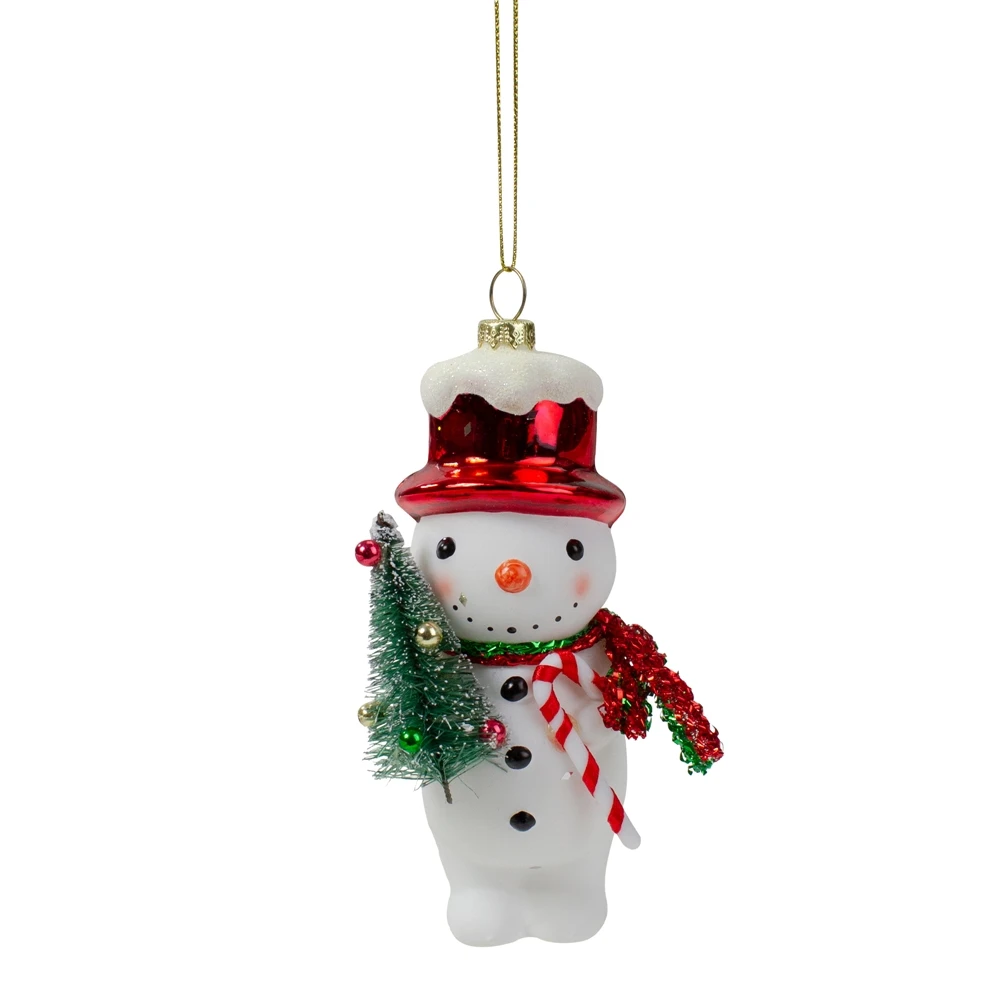 Northlight 5.5-in White And Red Glass Snowman Christmas Ornament 3 Northlight 5.5-in White And Red Glass Snowman Christmas Ornament