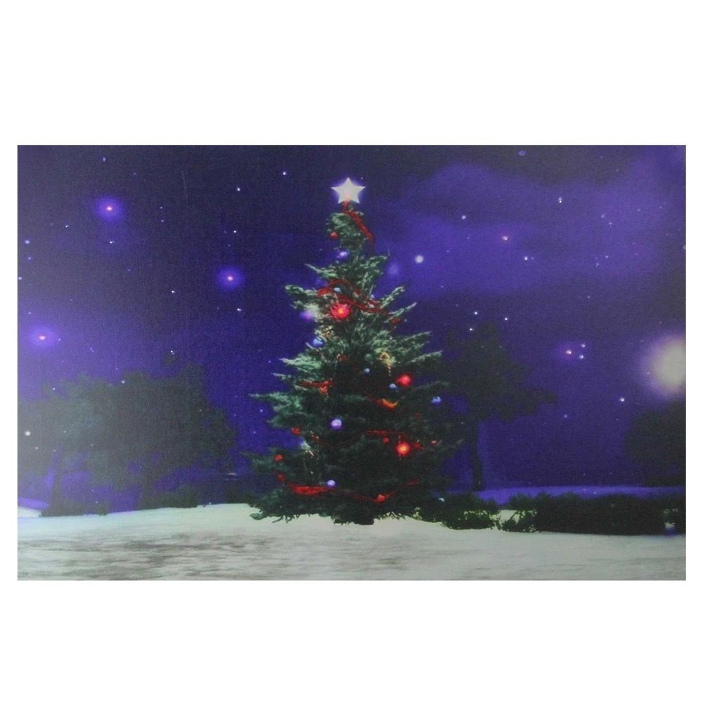 Northlight Fibre Optic And LED Lighted Colour Changing Christmas Tree Canvas Wall 3 Northlight Fibre Optic And LED Lighted Colour Changing Christmas Tree Canvas Wall