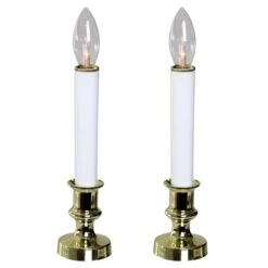 Northlight White And Gold Christmas Candle Lamp - Set Of 2