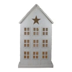 Northlight 30-in Snow-Covered Rustic White Wooden House Christmas Tabletop