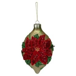 Northlight 6.5-in Red And Gold Poinsettia Finial Christmas Ornament