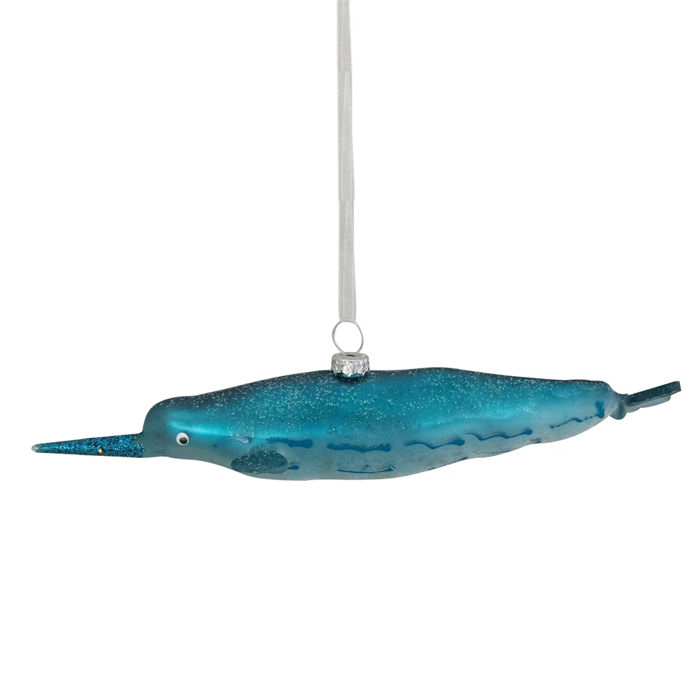 Northlight 7.5-in Blue Glass Pipefish Christmas Ornament 3 Northlight 7.5-in Blue Glass Pipefish Christmas Ornament