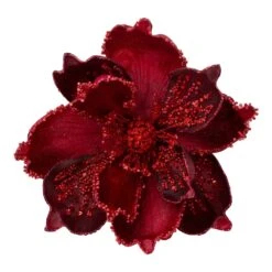 Northlight 7-in Red Magnolia Christmas Ornament With Clip