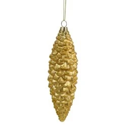 Northlight 8-in Gold With Glitter Accents Pine Cone Christmas Ornament