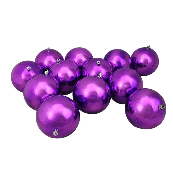 Northlight 4-in Purple Shatterproof Shiny Christmas Ball Ornaments - Pack Of 12 3 Northlight 4-in Purple Shatterproof Shiny Christmas Ball Ornaments - Pack Of 12