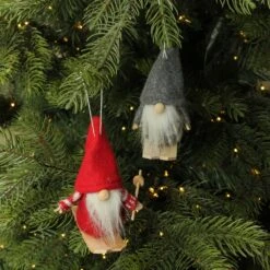 Northlight 4-in Grey And Red Skiing Santa Christmas Gnome Ornaments - Set Of 2 -Northlight Sales Store 330928493 AlternateImage3