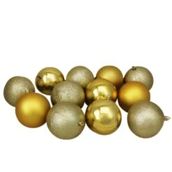 Northlight 4-in Gold Shatterproof Christmas Ball Ornaments - 12-Pack