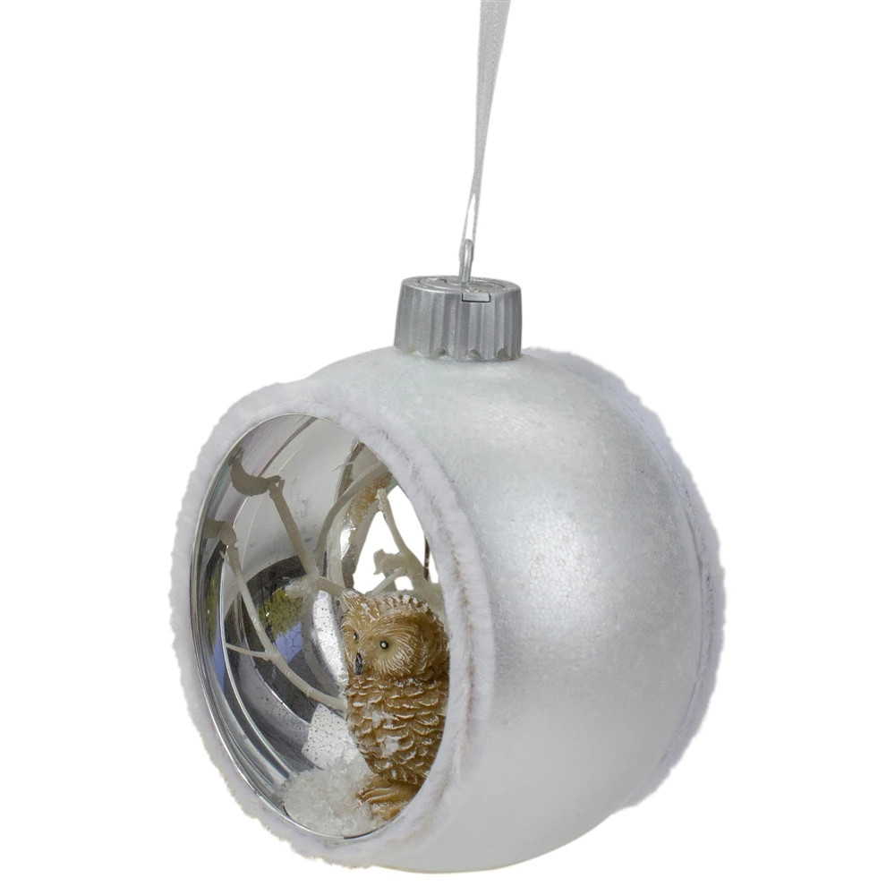 Northlight 3.75-in Silver And White Round Cutout Owl Christmas Ornament 4 Northlight 3.75-in Silver And White Round Cutout Owl Christmas Ornament - Image 2