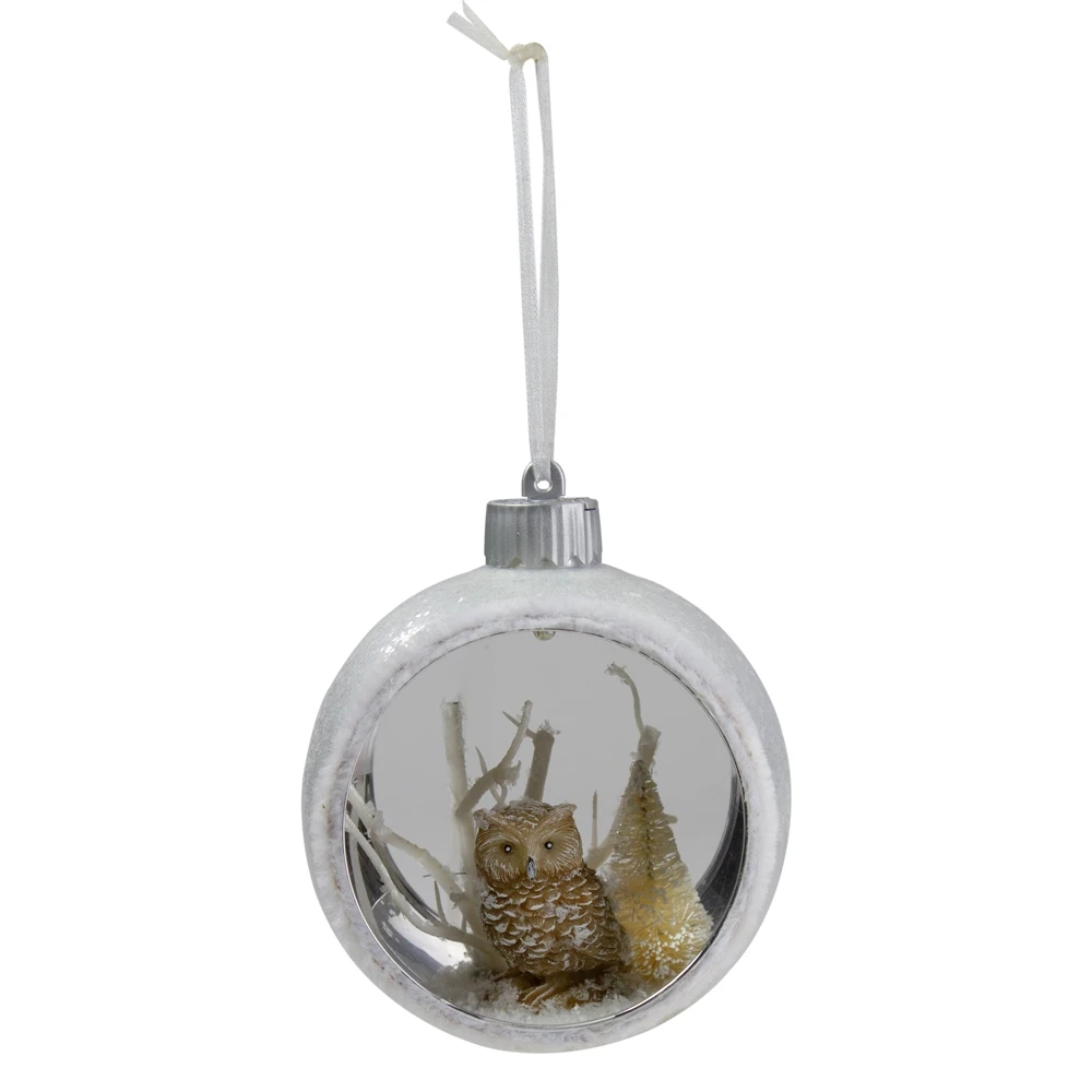 Northlight 3.75-in Silver And White Round Cutout Owl Christmas Ornament 3 Northlight 3.75-in Silver And White Round Cutout Owl Christmas Ornament