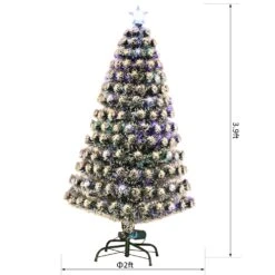 HomCom 4-ft Pre-Lit Leg Base Full Flocked Green Artificial Christmas Tree With 16 Multicoloured White LED Lights -Northlight Sales Store 330928539 AlternateImage2