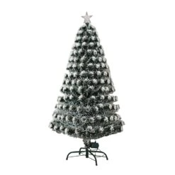 HomCom 4-ft Pre-Lit Leg Base Full Flocked Green Artificial Christmas Tree With 16 Multicoloured White LED Lights
