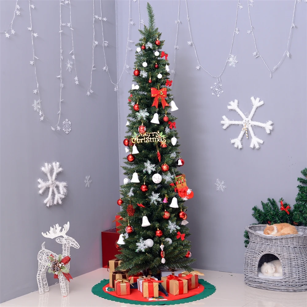 HomCom 6-ft Leg Base Slim Green Artificial Christmas Tree 4 HomCom 6-ft Leg Base Slim Green Artificial Christmas Tree - Image 2