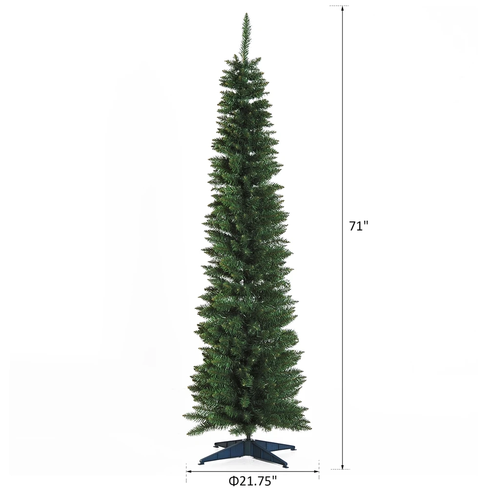 HomCom 6-ft Leg Base Slim Green Artificial Christmas Tree 5 HomCom 6-ft Leg Base Slim Green Artificial Christmas Tree - Image 3