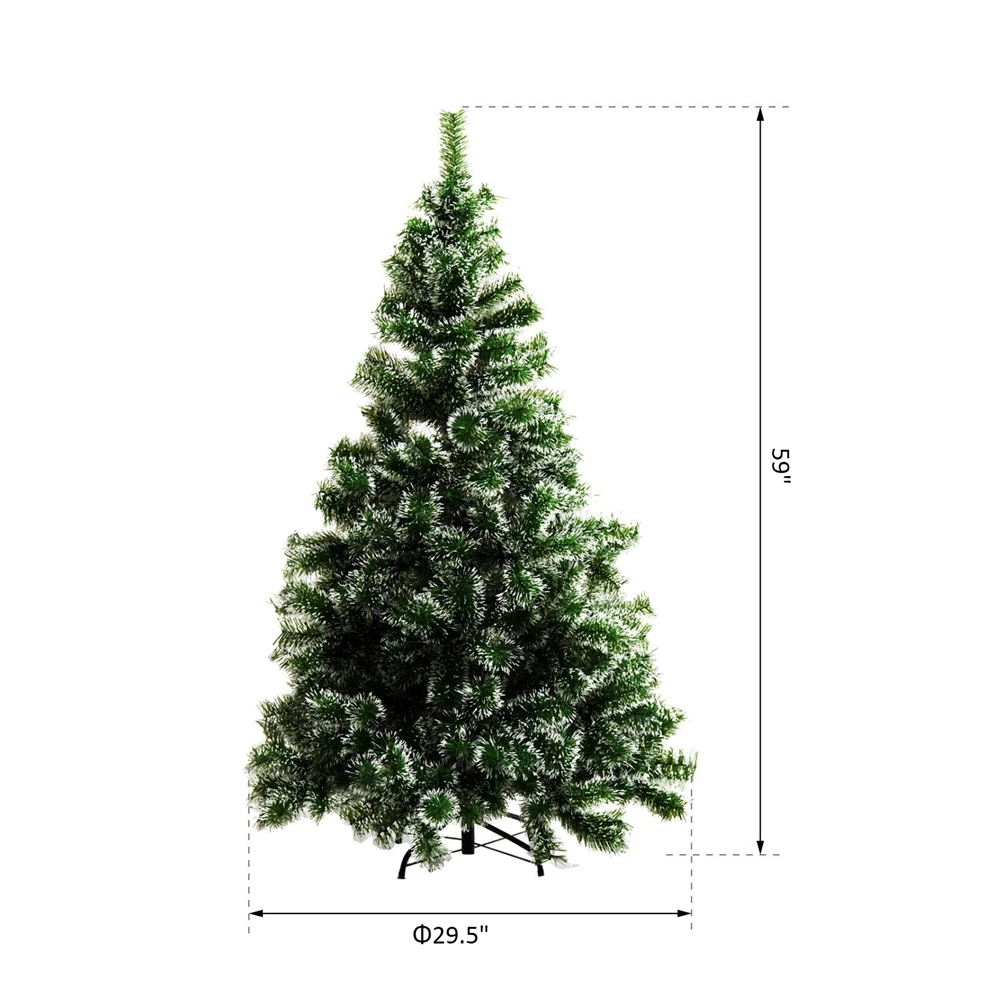HomCom 5-ft Leg Base Pine Full Flocked Green Artificial Christmas Tree 5 HomCom 5-ft Leg Base Pine Full Flocked Green Artificial Christmas Tree - Image 3