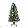 HomCom 4-ft Pre-Lit Leg Base Pine Full Green Artificial Christmas Tree With 130 Multicoloured Warm White LED Lights