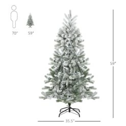 HomCom 5-ft Leg Base Full Flocked Green Artificial Christmas Tree -Northlight Sales Store 330928630 AlternateImage2