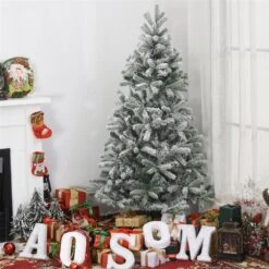 HomCom 5-ft Leg Base Full Flocked Green Artificial Christmas Tree -Northlight Sales Store 330928630 AlternateImage3