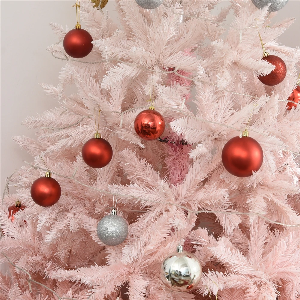 HomCom 6-ft Leg Base Spruce Full Pink Artificial Christmas Tree 7 HomCom 6-ft Leg Base Spruce Full Pink Artificial Christmas Tree - Image 5