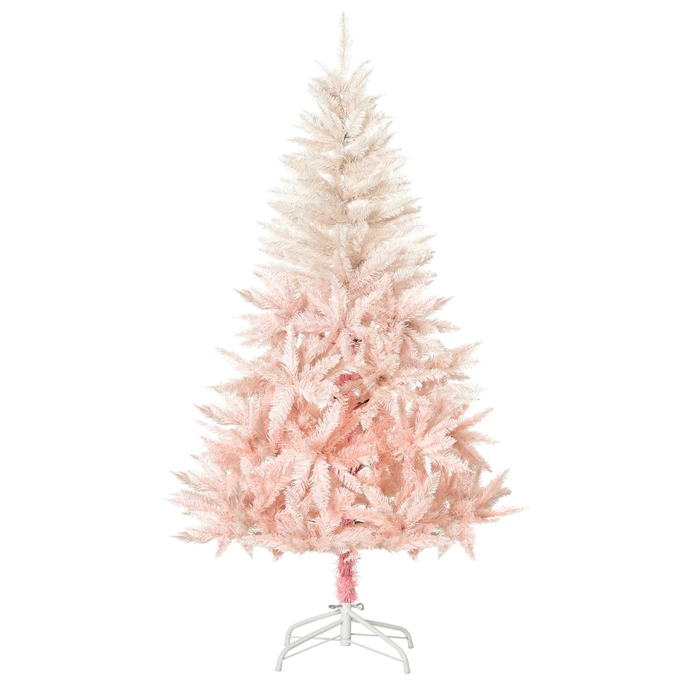 HomCom 6-ft Leg Base Spruce Full Pink Artificial Christmas Tree 3 HomCom 6-ft Leg Base Spruce Full Pink Artificial Christmas Tree